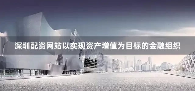 深圳配资网站以实现资产增值为目标的金融组织